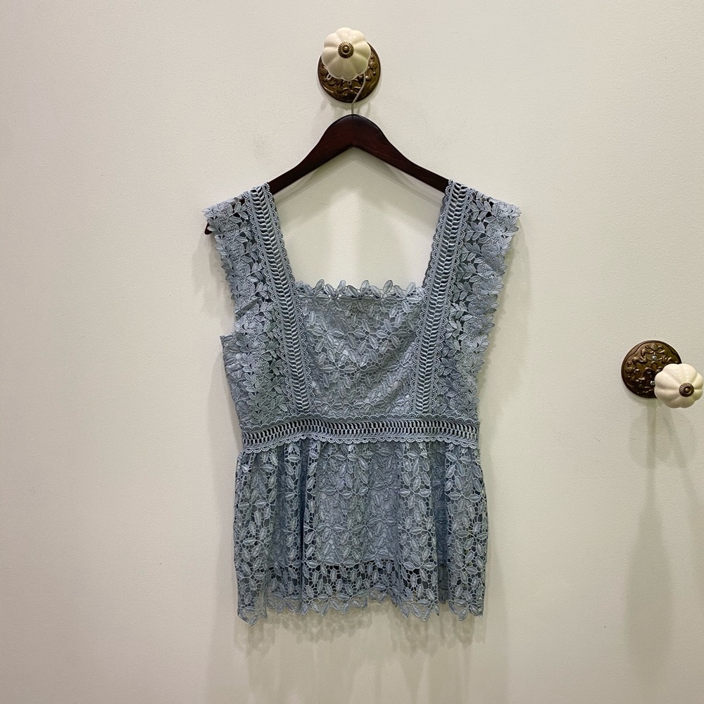 Allison peplum lace top in blue